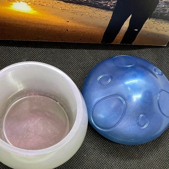 Whimsical Resin with Blue, White Mushroom Jar - Picture 2 of 4